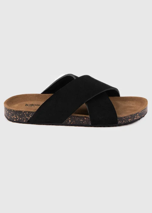 Totes Black Suede Cross Strap Sandal - 5 Image 3