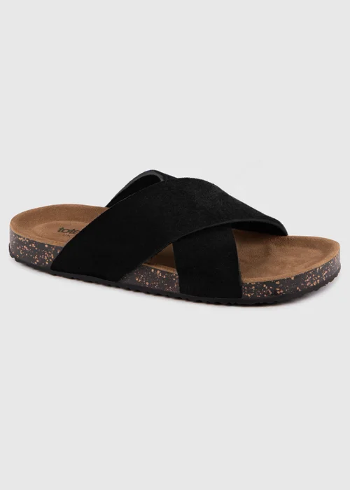 Totes Black Suede Cross Strap Sandal - 5 Image 2