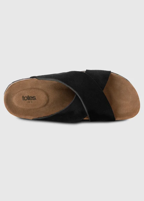 Totes Black Suede Cross Strap Sandal - 5 Image 4