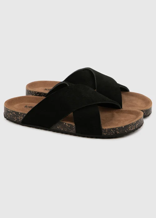 Totes Black Suede Cross Strap Sandal - 5 Image 1
