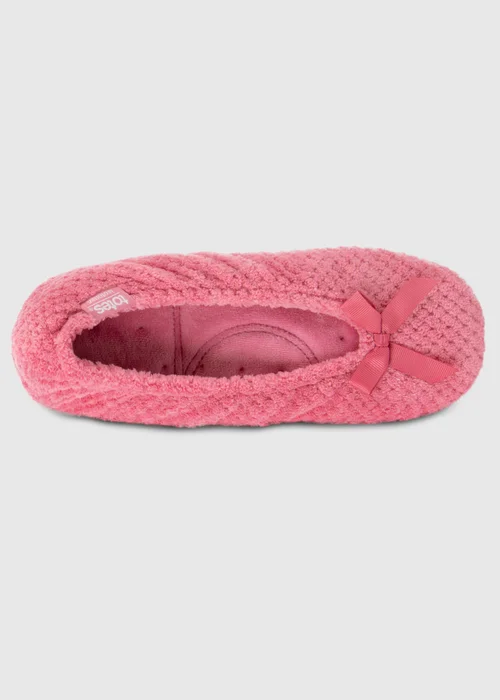 Totes Isotoner Pink Popcorn Terry Ballet Slippers - 7-8 Image 4