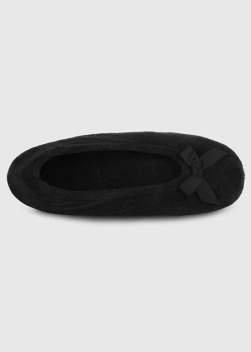 Totes Isotoner Black Terry Ballerina Slippers - 4-5 Image 5