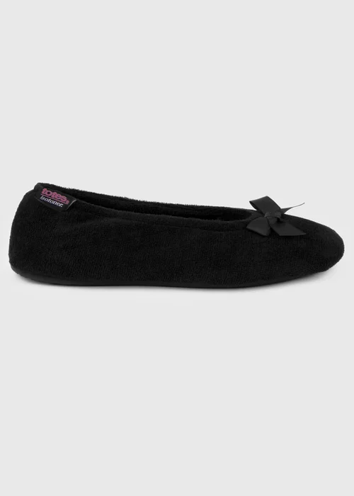 Totes Isotoner Black Terry Ballerina Slippers - 4-5 Image 4