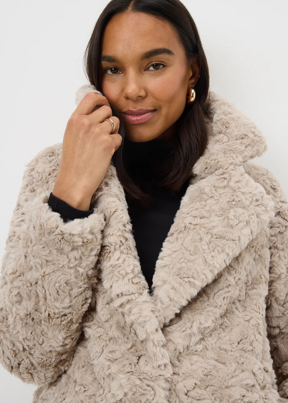Stone Faux Fur Coat - 8 Image 1
