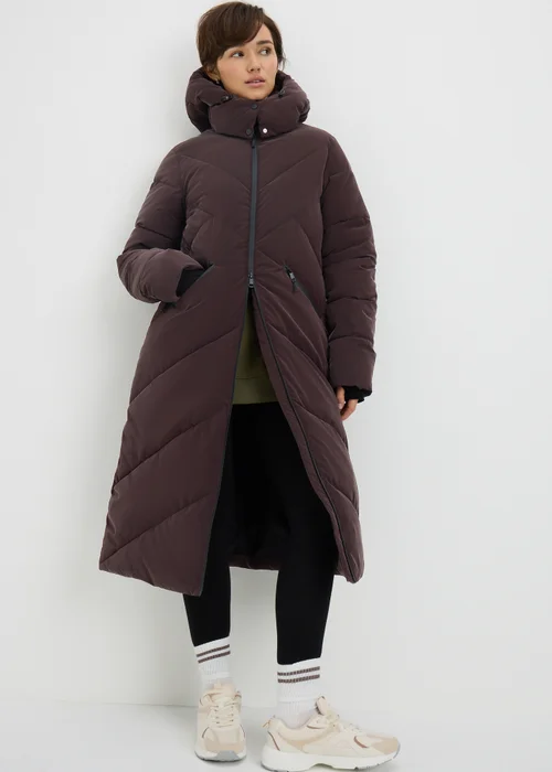 Plum Long Rubberised Coat - S Image 1