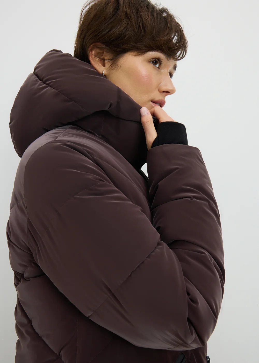 Plum Long Rubberised Coat - S Image 2