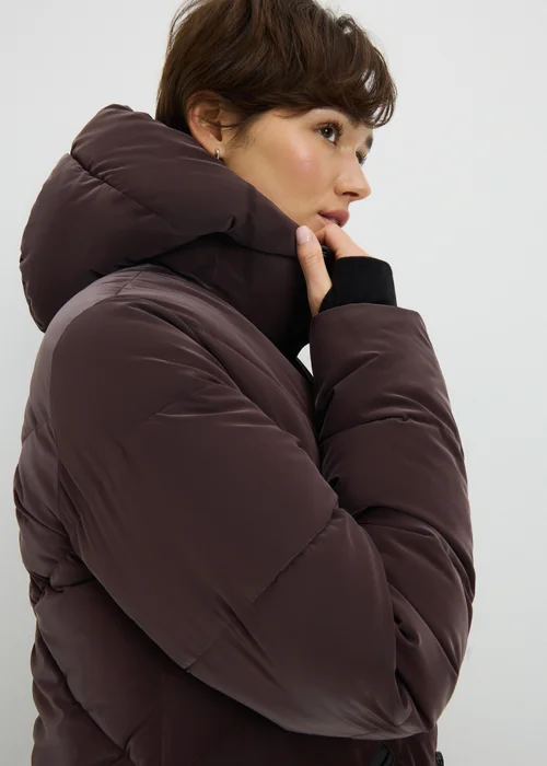 Plum Long Rubberised Coat - S Image 2