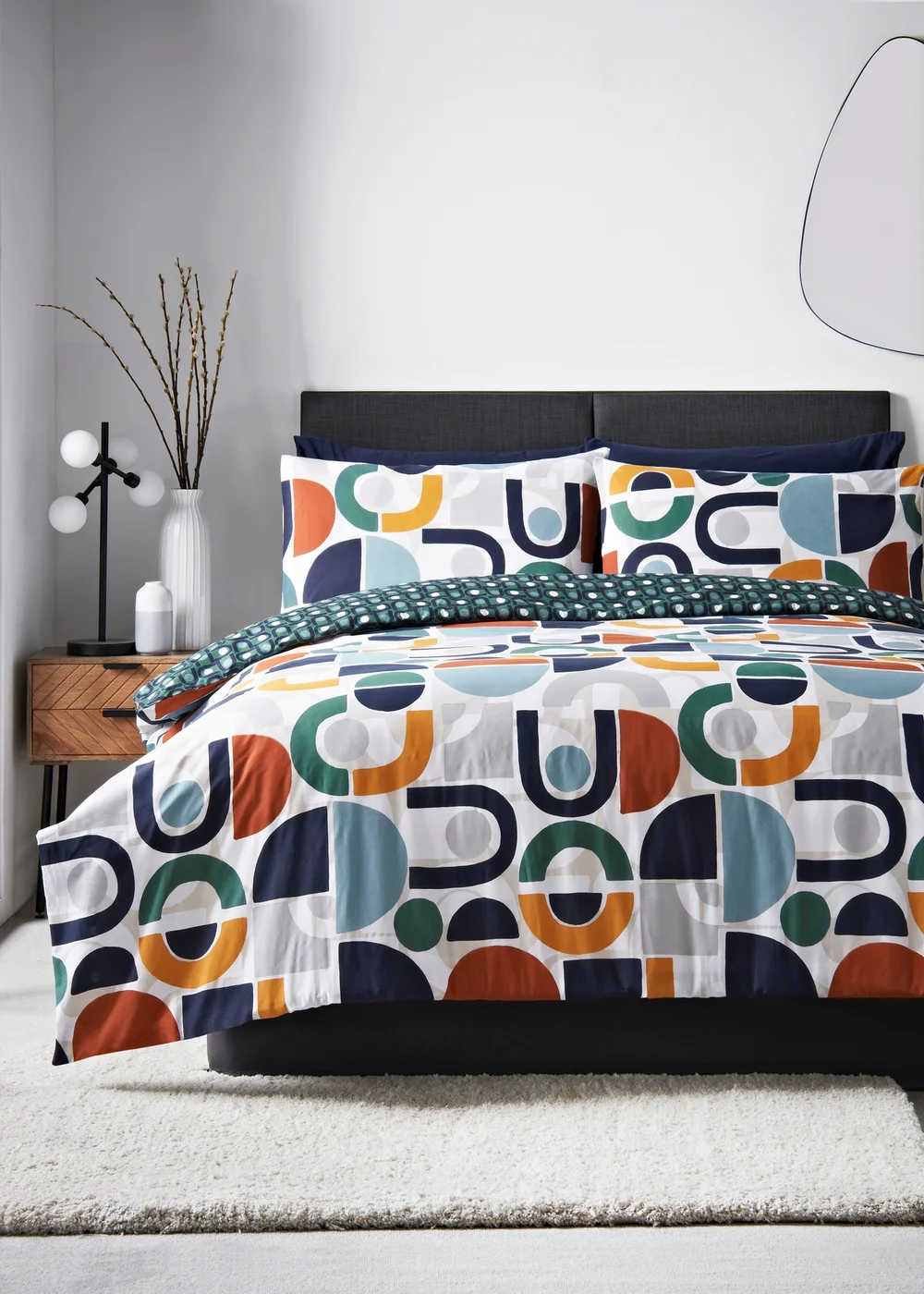 Multicolour Geometric Panel Duvet Set - Single Image 1