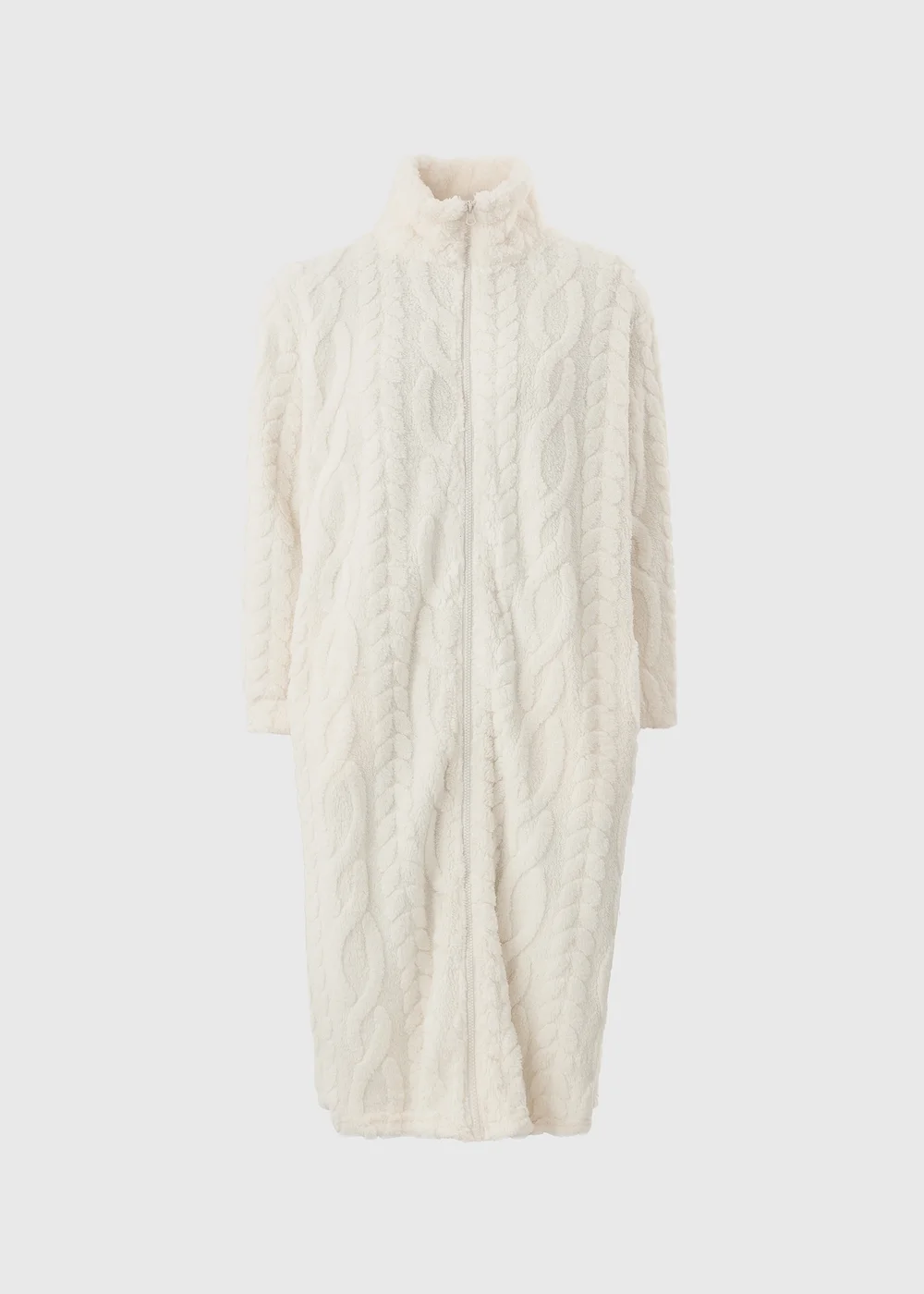 Cream Zip Through Cable Gown - Extra small Image 2