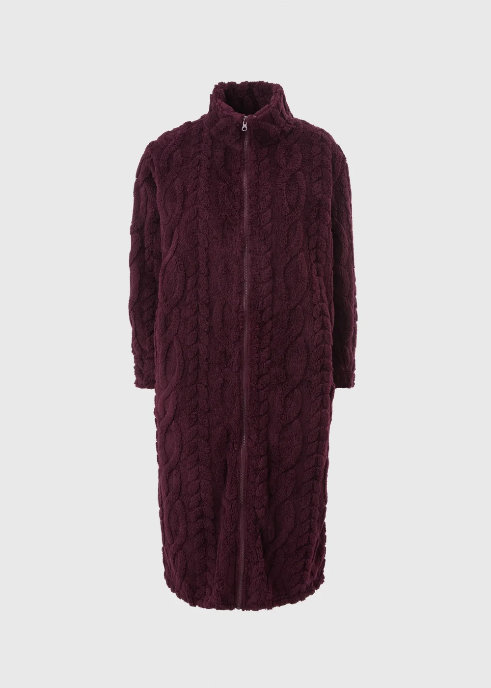 Burgundy Zip Through Cable Gown - Extra small Image 3