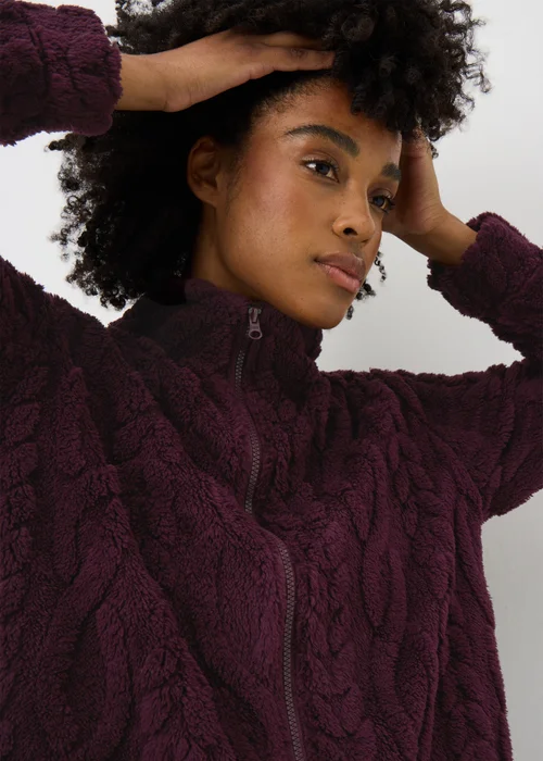 Burgundy Zip Through Cable Gown - Extra small Image 2