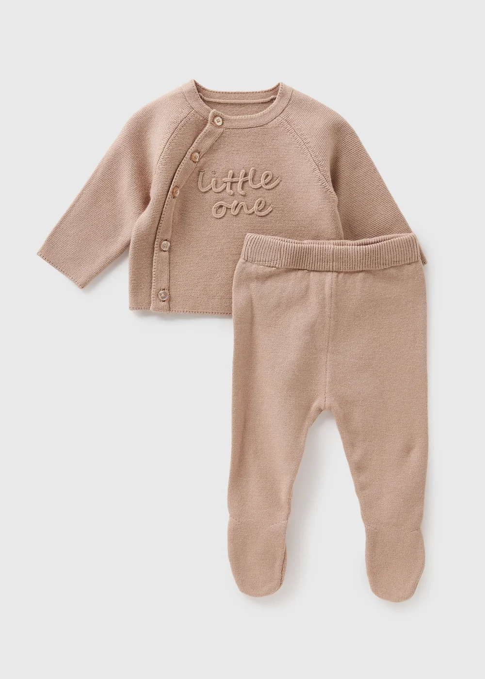 Baby Beige Little One Knit Top & Legging Set (Newborn-12mths) - 0-3 months Image 1