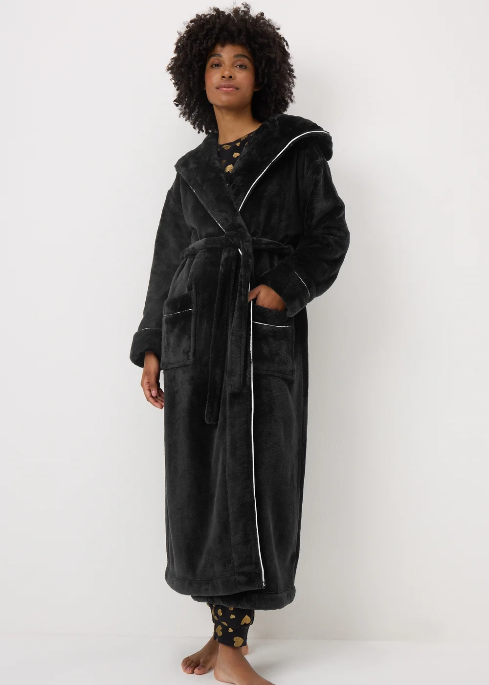 Black Contrast Dressing Gown - Extra Large Image 1