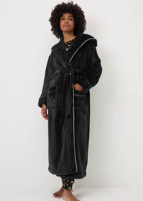 Black Contrast Dressing Gown - Extra Large Image 1
