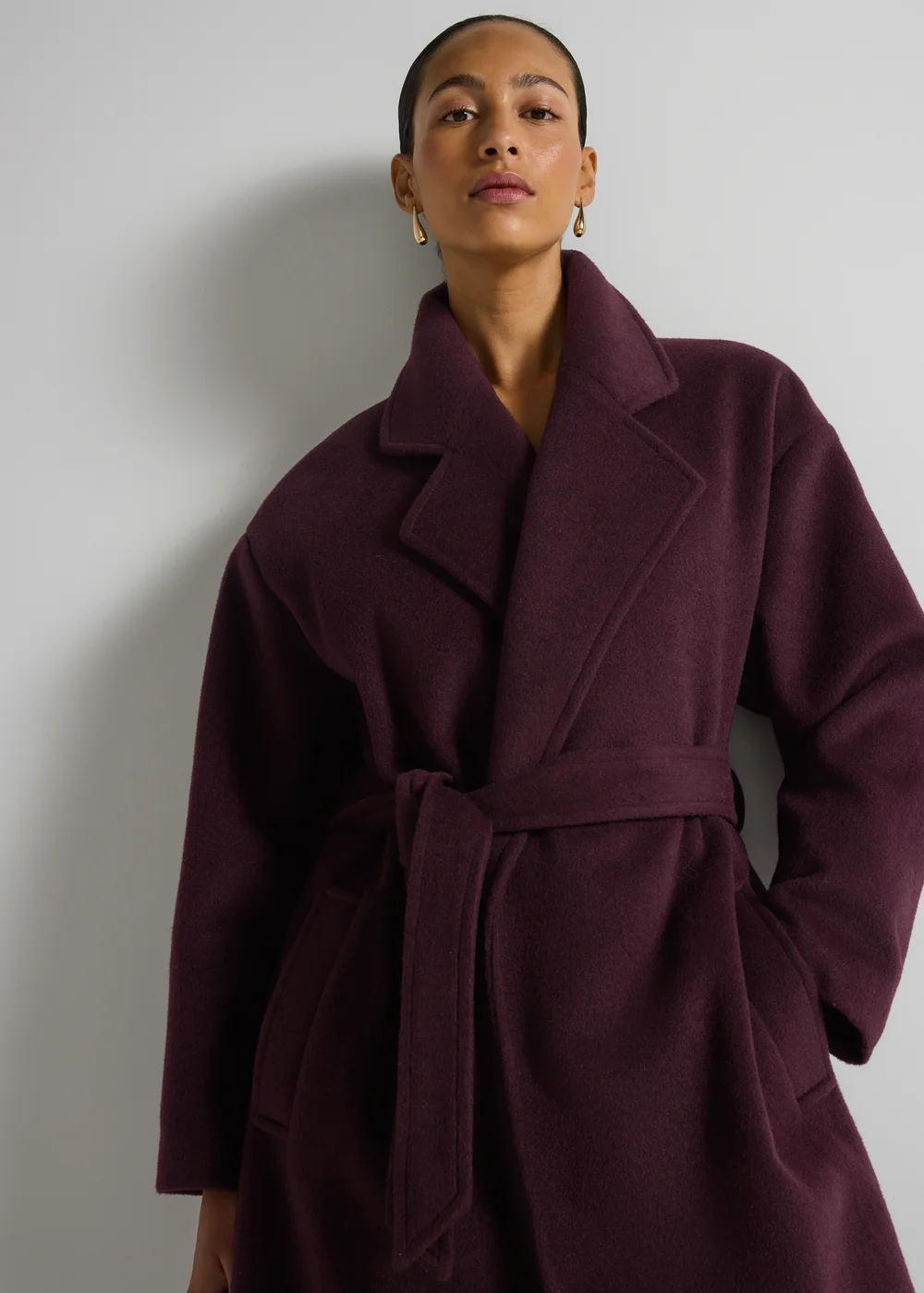 Et Vous Burgundy Smart Trench Coat - S Image 3