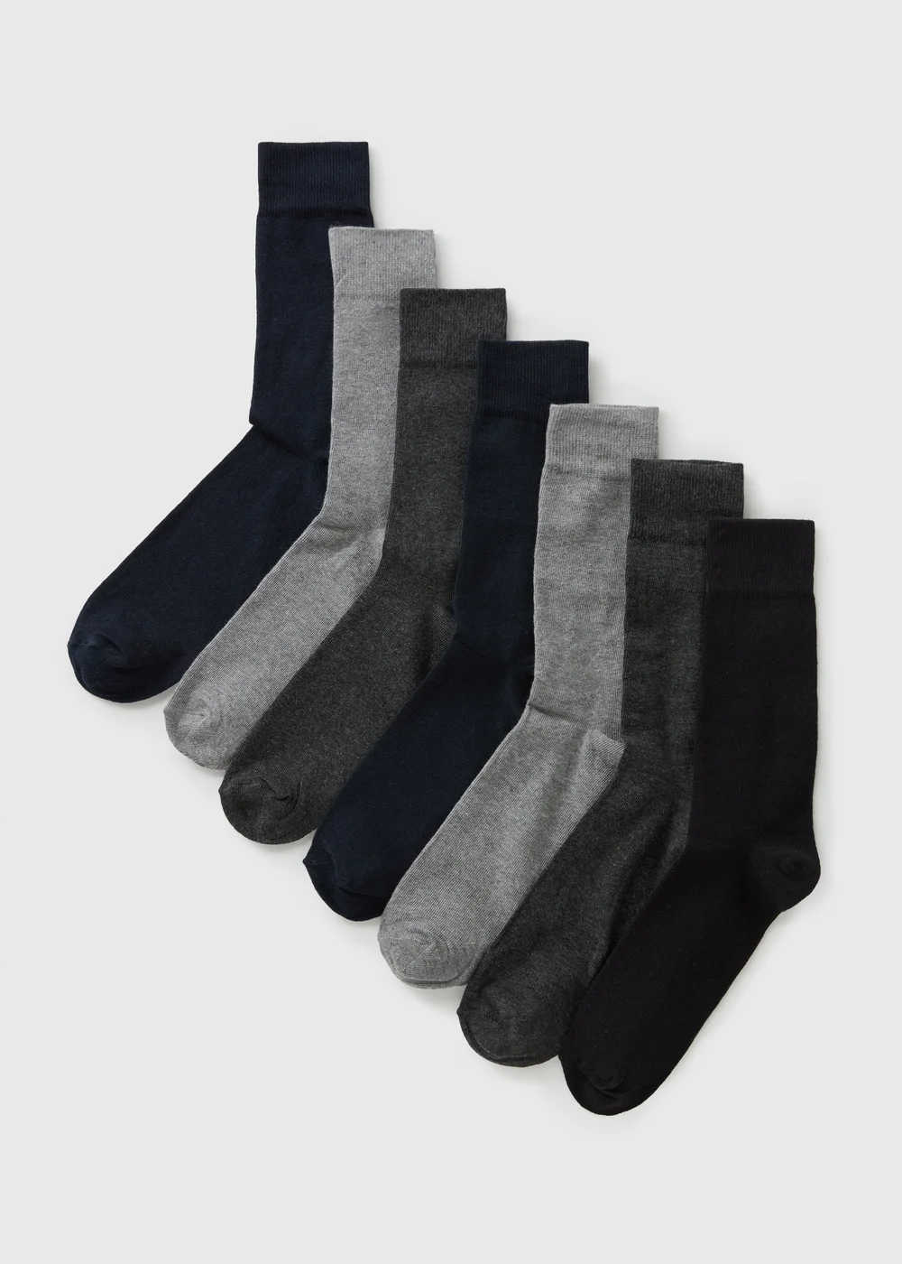 7 Pack Grey Plain Socks - 12-14 Image 1