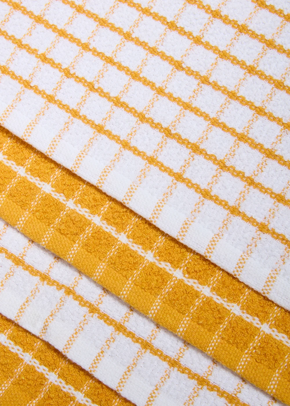4 Pack Ochre Check Terry Tea Towels Image 2