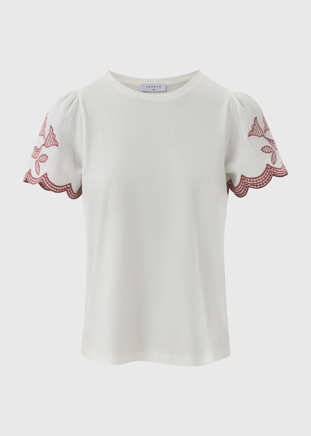 Cream Embellished Sleeve T-Shirt - 8 Image 4