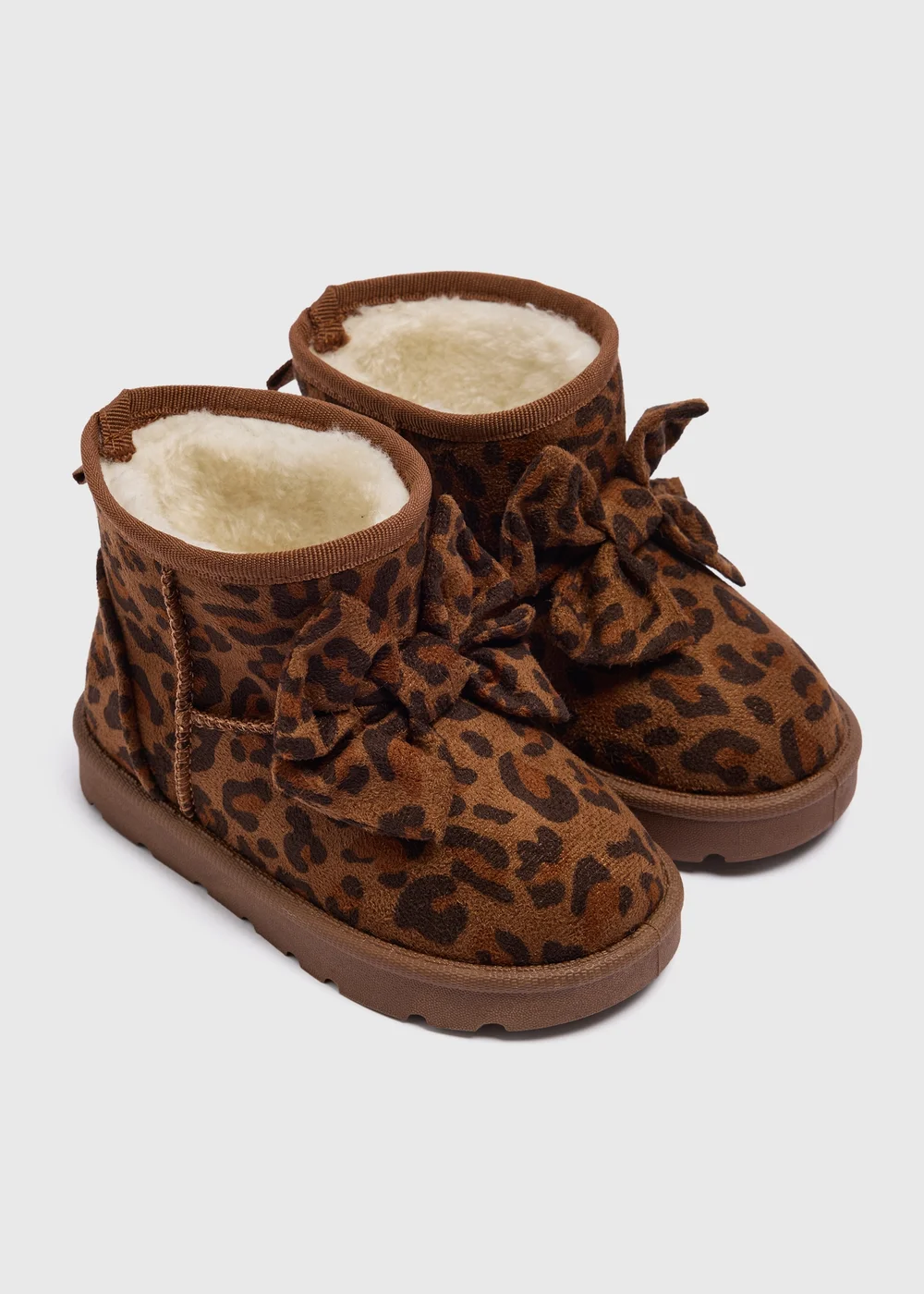 Girls Tan Leopard Snug Boots (Younger 4-9) - Size 4 Infants Image 1