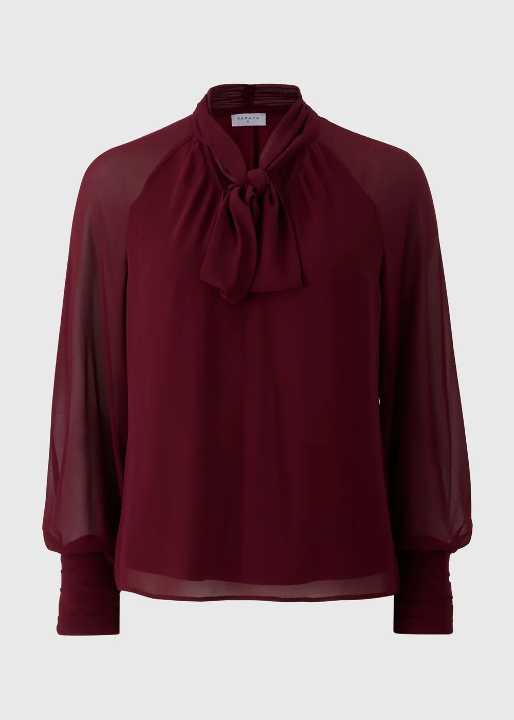 Burgundy Tie Neck Boho Blouse - 8 Image 4
