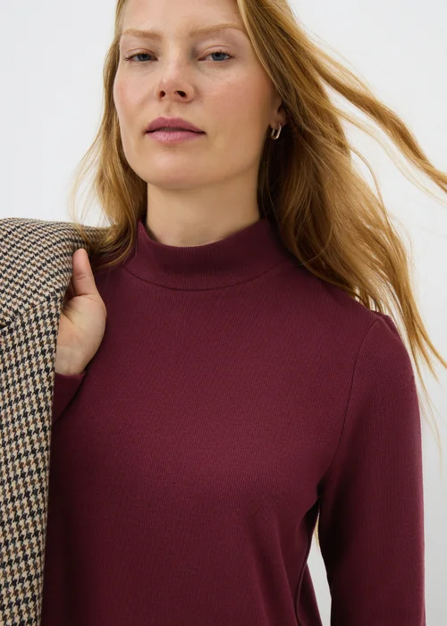 Burgundy High Neck Cosy Mini Dress - 8 Image 1