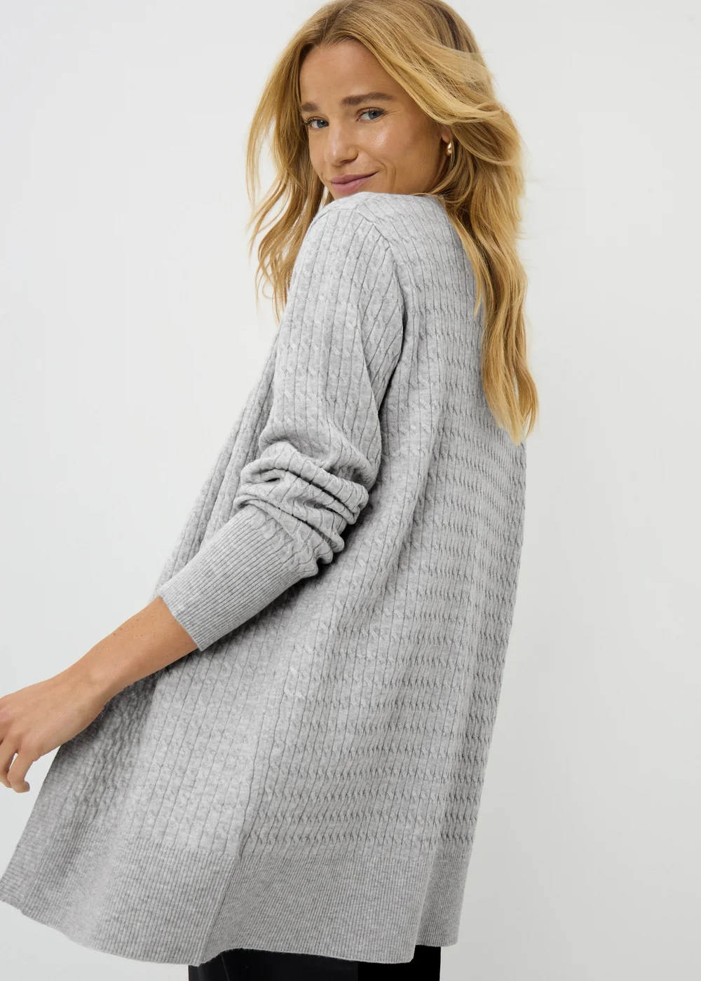 Grey Baby Cable Longline Cardigan - 8 Image 1
