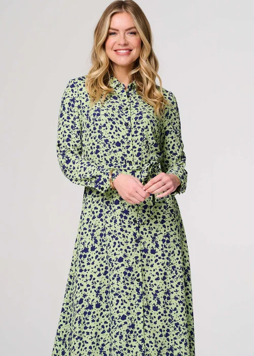 Izabel London Green Printed Long Sleeve Midi Shirt Dress - 12 Image 4