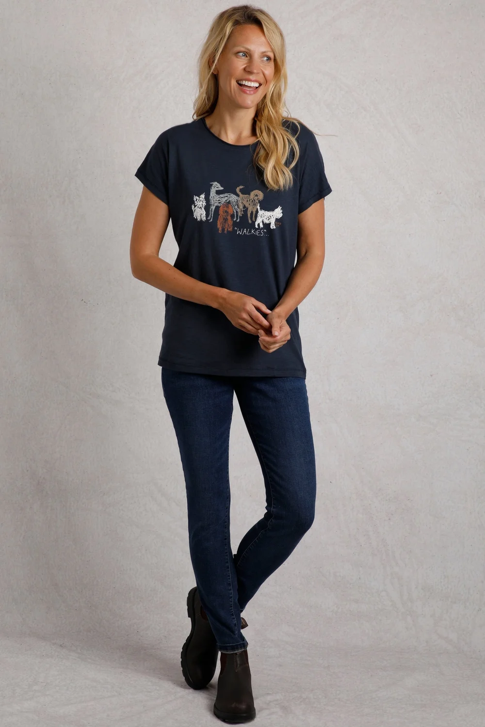 Weird Fish Navy Walkies Slub T-Shirt - 8 Image 1