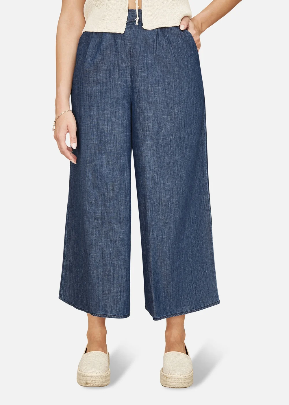 Yumi Blue Chambray Denim Culottes - 8 Image 2