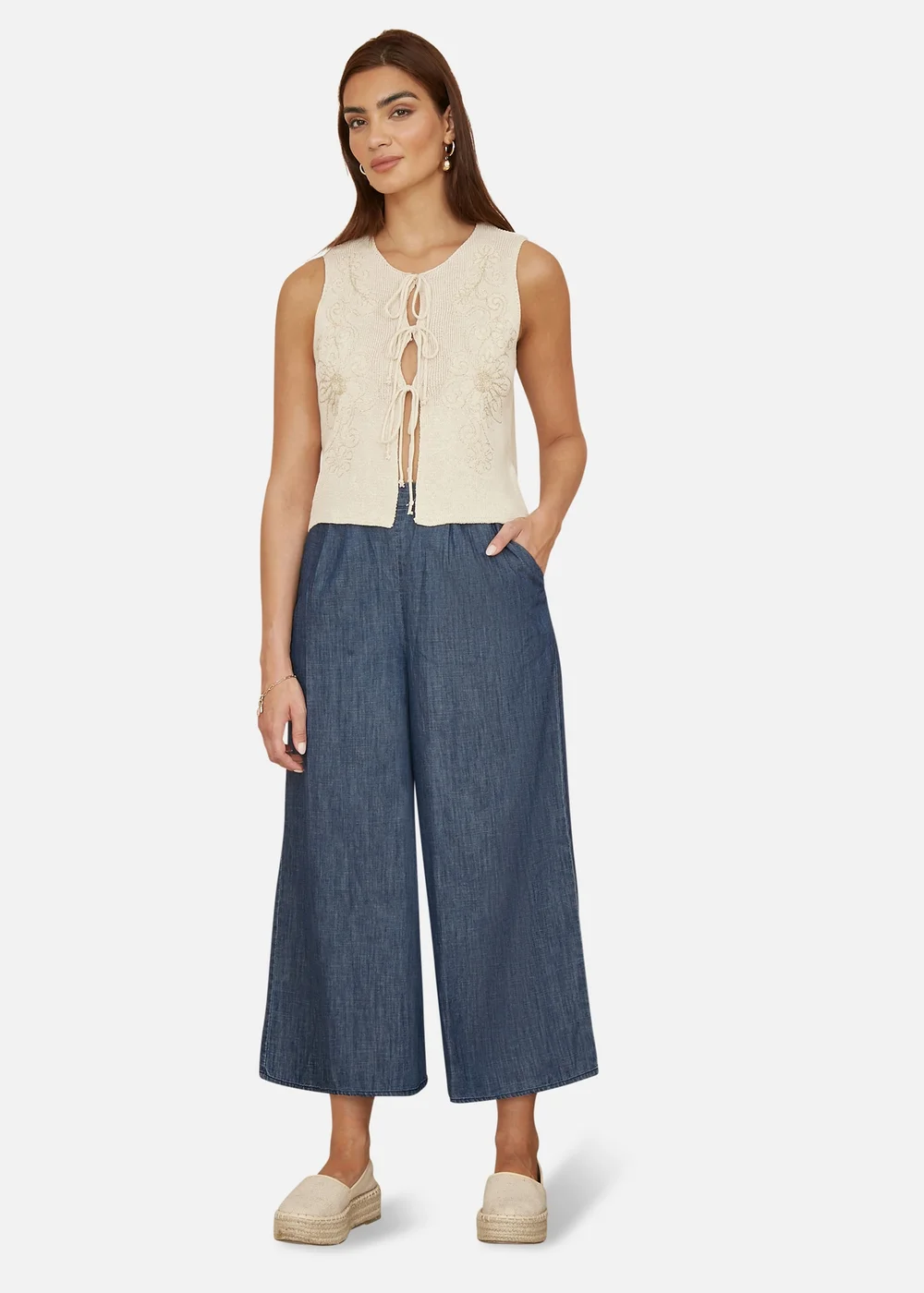 Yumi Blue Chambray Denim Culottes - 8 Image 1