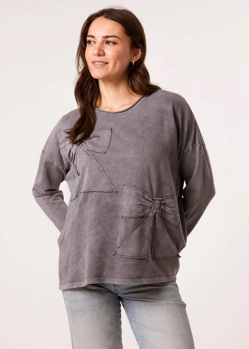 Blue Vanilla Grey Bow Sweatshirt - S/M Image 4