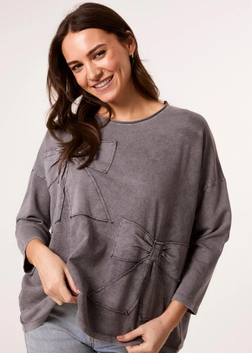 Blue Vanilla Grey Bow Sweatshirt - S/M Image 1