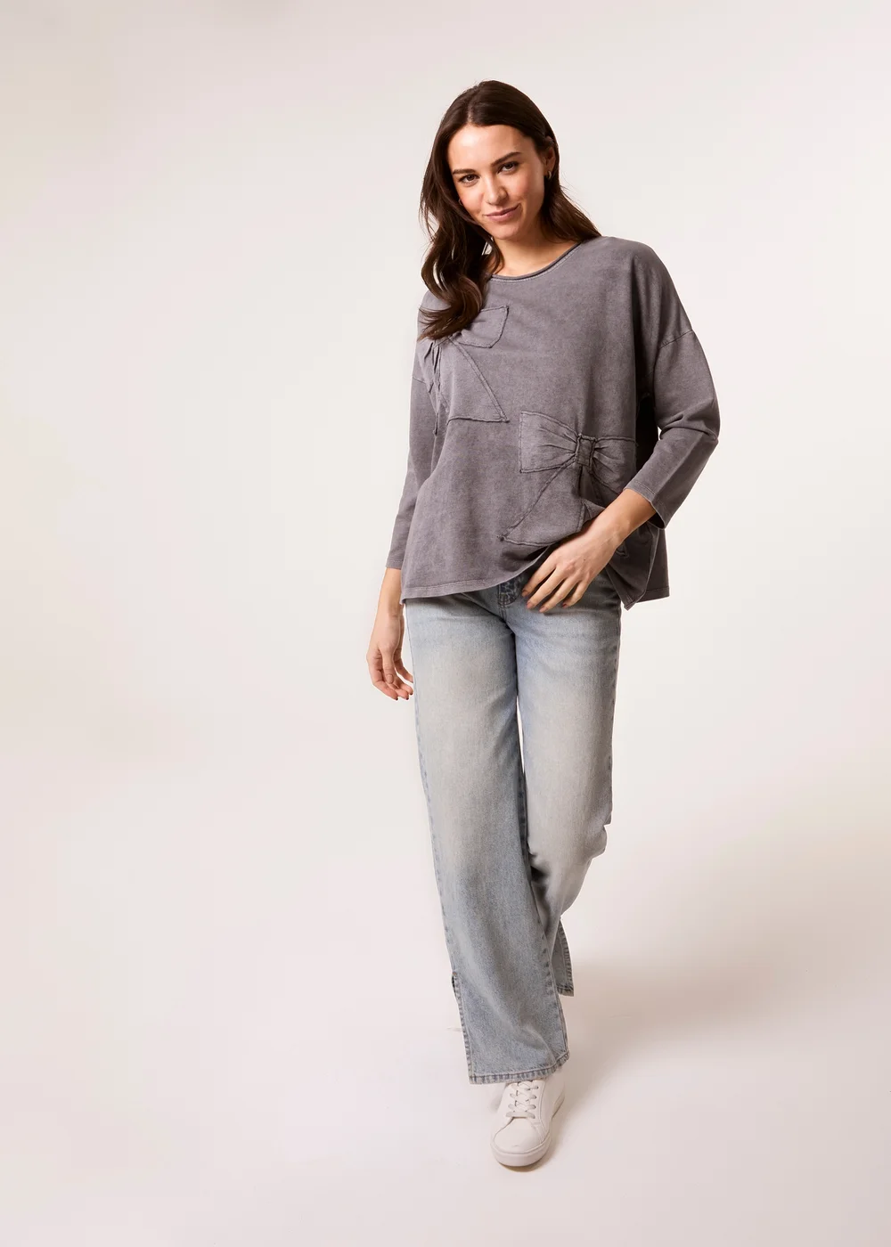 Blue Vanilla Grey Bow Sweatshirt - S/M Image 3