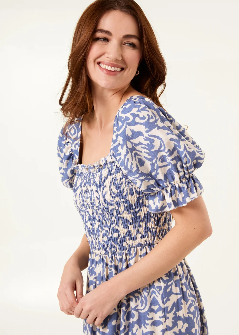 Blue Vanilla Blue Puff Sleeve Square Neck Maxi Dress - S Image 4