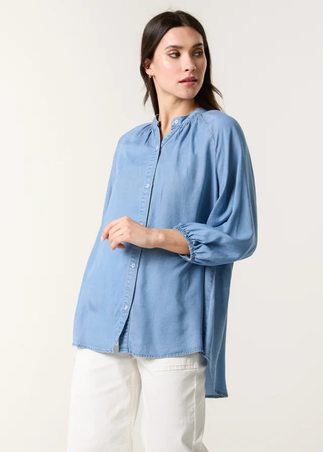 Blue Vanilla Denim Button Front Denim Blouse