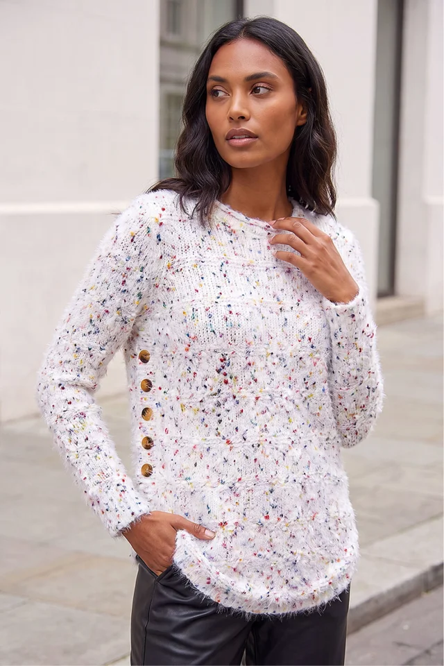 Roman Ivory Nep Curved Hem Jumper