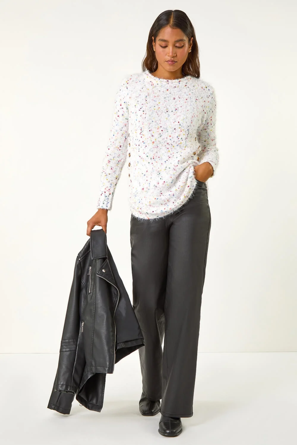 Roman Ivory Nep Curved Hem Jumper - 12 Image 3