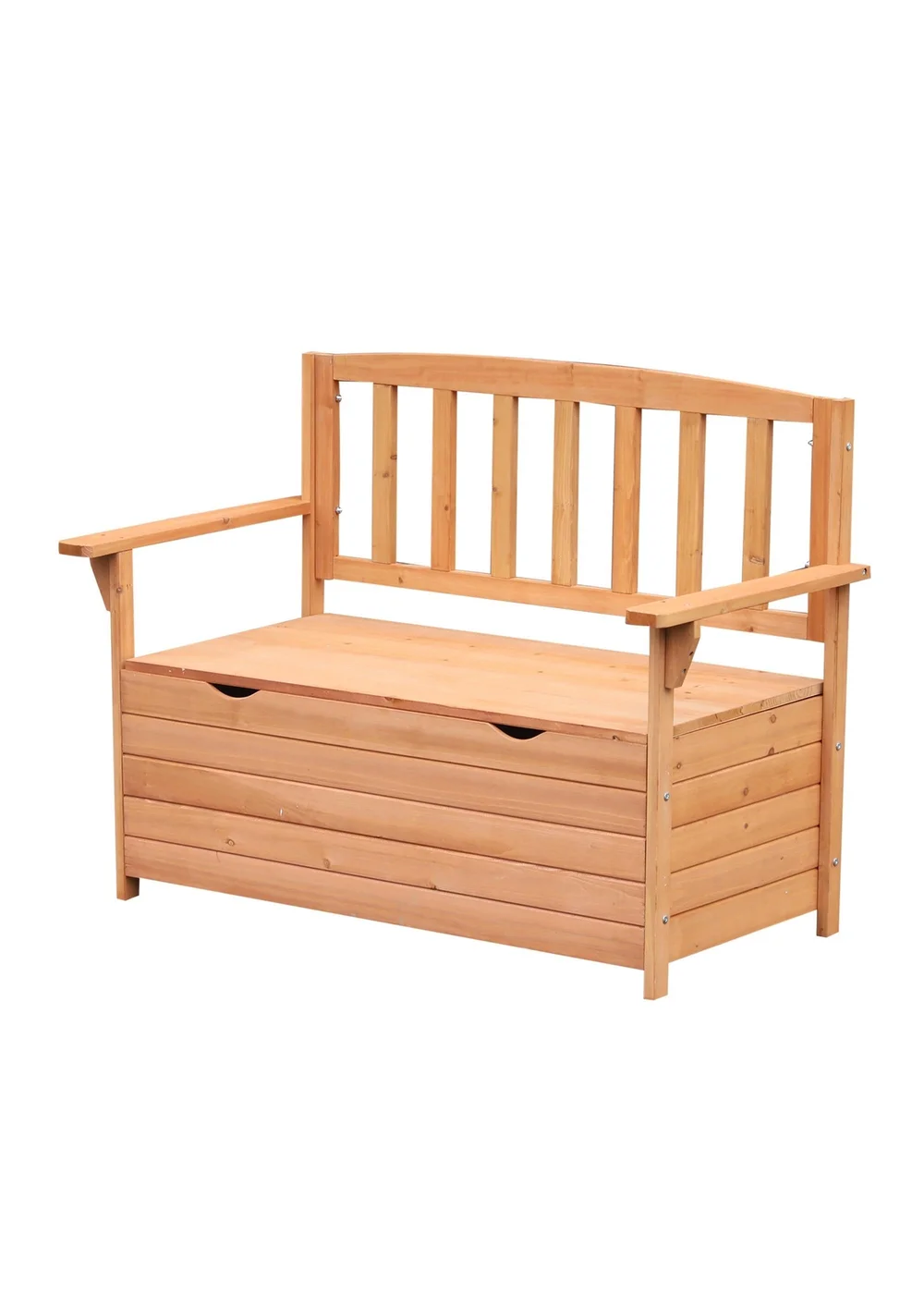 Outsunny Garden Storage Bench 2 Seater Fir Wood Outdoor Bench - One Size Image 2