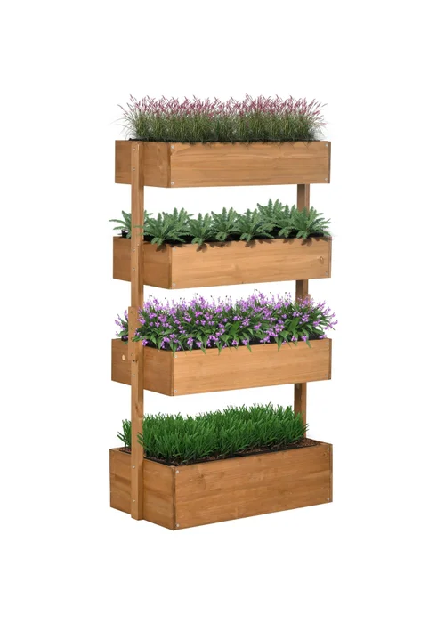 Outsunny Raised Garden Bed Wooden Plant Stand Orange - One Size Image 2