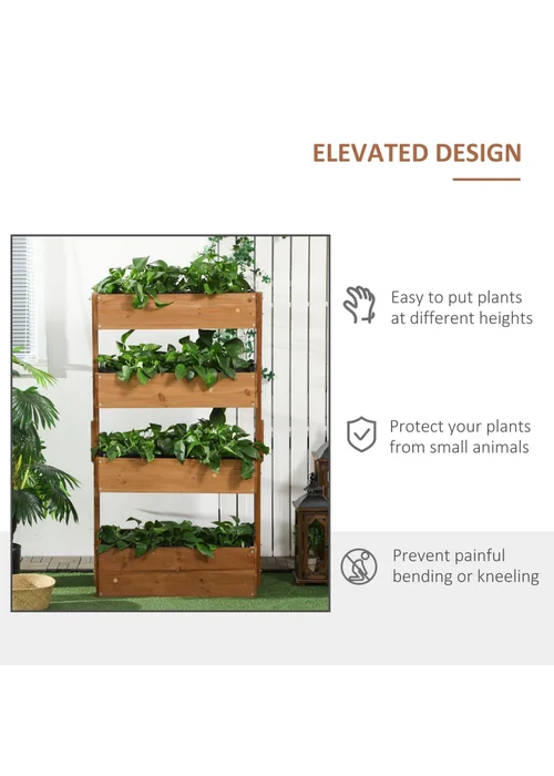 Outsunny Raised Garden Bed Wooden Plant Stand Orange - One Size Image 5