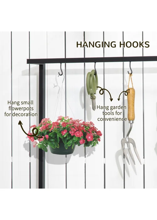 Outsunny 3 Tiered Plant Stand Rack with Hanging Hooks for Indoor Outdoor - One Size Image 5