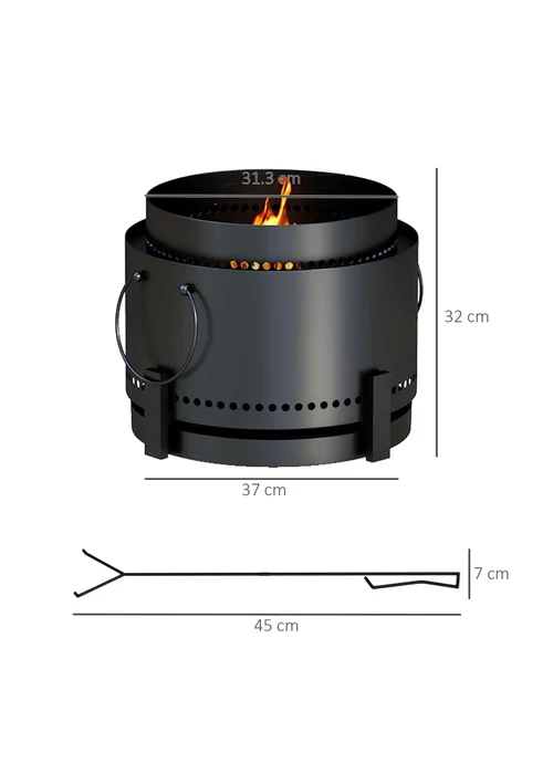 Outsunny Smokeless Wood Burning Firepit Metal Fire Pit - One Size Image 3