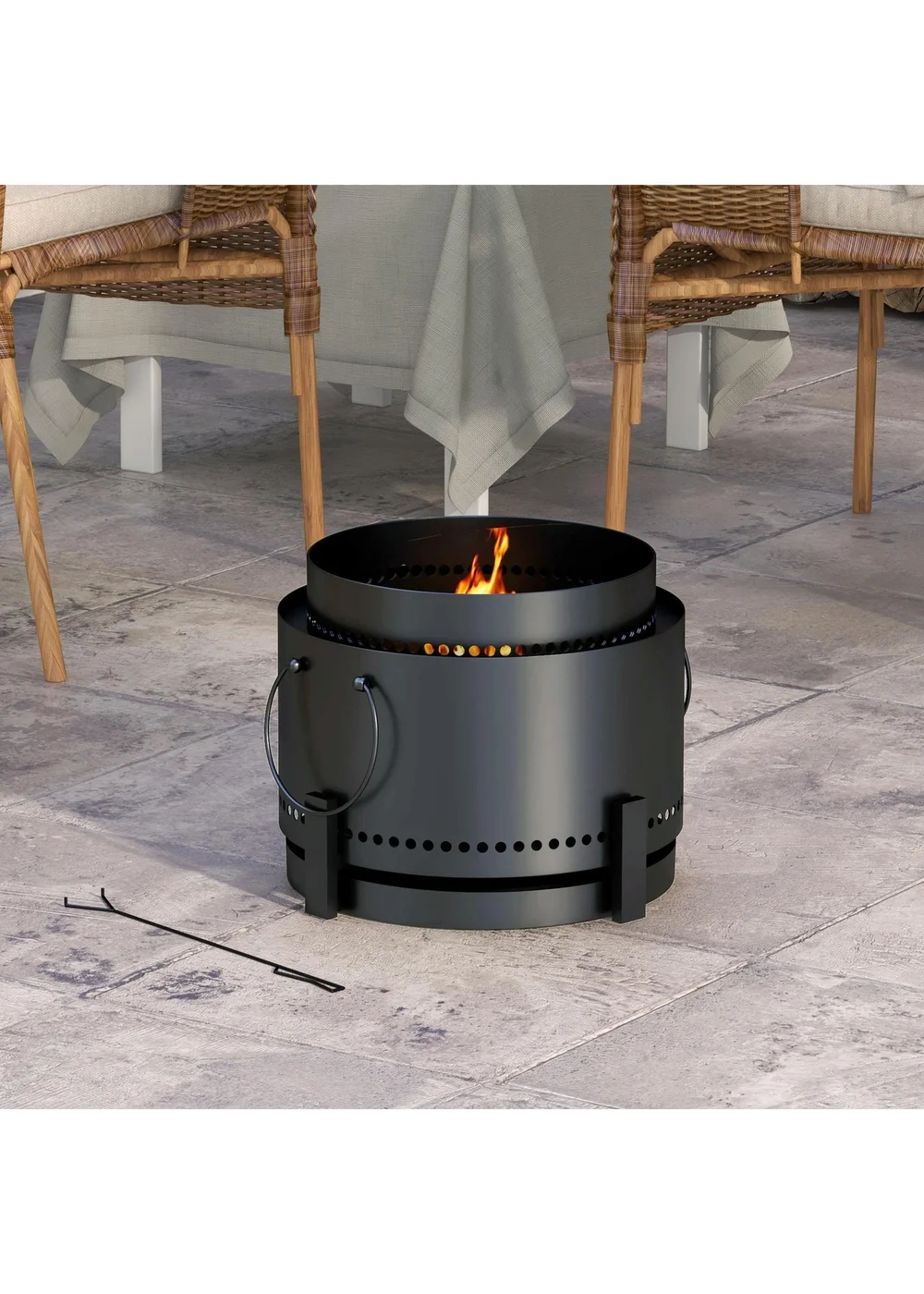 Outsunny Smokeless Wood Burning Firepit Metal Fire Pit - One Size Image 1