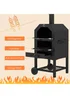 Outsunny Outdoor Pizza Oven Charcoal Grill with Rain Cover, Shelf & Wheels - One Size Image 5