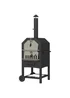 Outsunny Outdoor Pizza Oven Charcoal Grill with Rain Cover, Shelf & Wheels - One Size Image 2