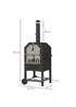 Outsunny Outdoor Pizza Oven Charcoal Grill with Rain Cover, Shelf & Wheels - One Size Image 3