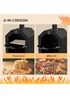 Outsunny Outdoor Pizza Oven Charcoal Grill with Rain Cover, Shelf & Wheels - One Size Image 4