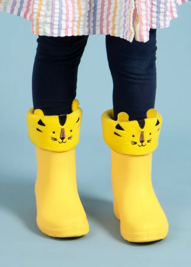 Totes Cirrus Yellow Childrens Novelty Welly Liner