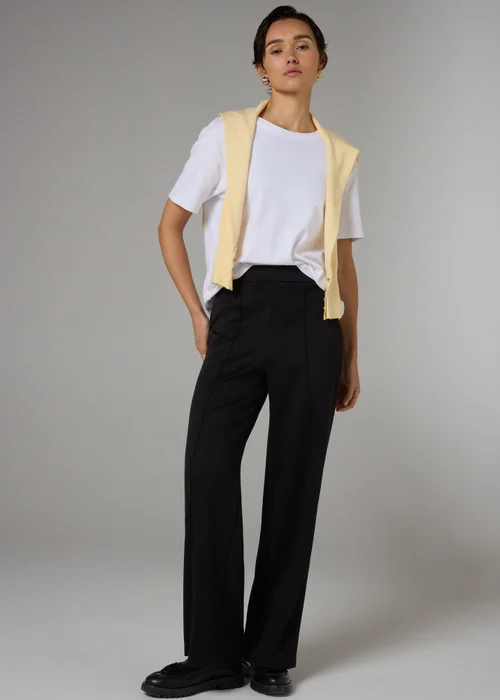 Et Vous Black Pull On Wide Leg Trousers - 18/L31 Image 1
