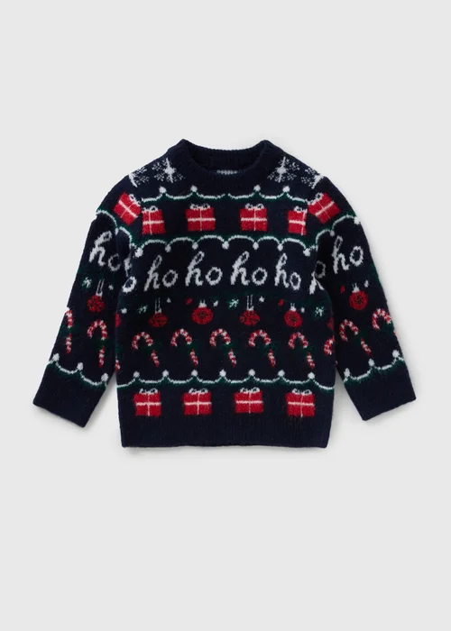 Boys Navy Fairisle Christmas Matching Family Jumper (1-13yrs) - 1-1.5 Yrs Image 1